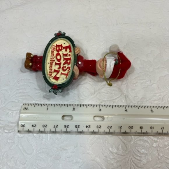 First Born Mom's Favorite Christmas Ornament Collector Elf Holiday 4" - Picture 4 of 5